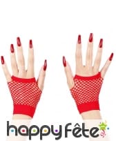 Paire de mitaines résilles rouges courtes