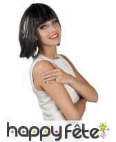 Perruque disco noire argentée et frange., image 1