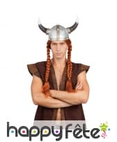 Perruque double tresses de vicking rousse