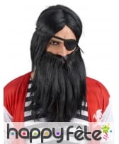 Perruque et barbe de barbe noir le pirate, image 2
