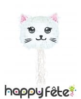 Pinata en forme de tête de chat Kawaii blanc, 38cm