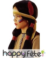 Perruque enfant indienne avec bandeau et plume