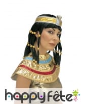 Perruque égyptienne noire avec bandeau serpent