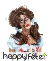 Perruque fille de la campagne zombie avec couettes