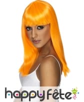 Perruque fluo orange avec frange