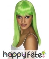 Perruque fluo vert avec frange