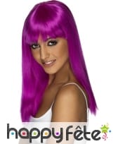 Perruque fluo violet avec frange