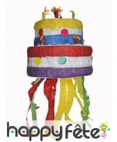 Pinata gâteau d'anniversaire multicolore