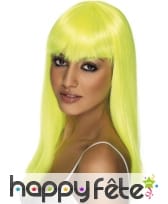 Perruque fluo jaune avec franche, image 1