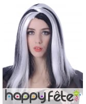 Perruque gothique noire avec mèches blanches, image 1