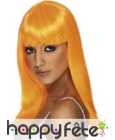 Perruque fluo orange avec frange, image 1
