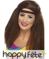 Perruque hippie brune femme
