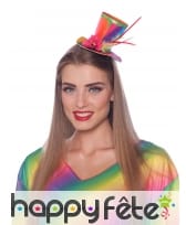 Petit haut de forme coloré clown sur serre-tête