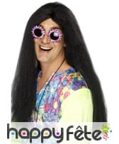 Perruque hippie longue noire