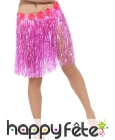 Pagne Hawaïen rose néon à fleurs