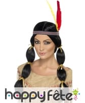 Perruque indienne avec bandeau et plume