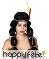 Perruque indienne avec deux longues couettes