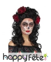 Perruque jour des morts noire ondulée