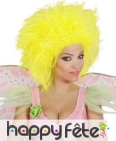 Perruque jaune fluo volumineuse