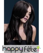 Perruque longue brune avec mouvement
