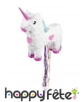 Pinata licorne blanche et rose à tirer, 47x39 cm, image 1