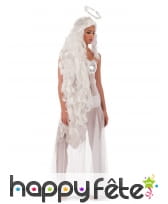 Perruque long cheveux blanc ange auréolé