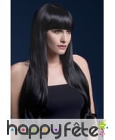 Perruque long cheveux naturel noire avec frange