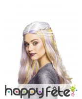 Perruque longue de sirène avec perles pour femme