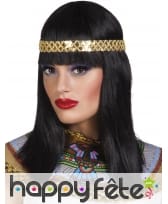Perruque lisse egyptienne avec bandeau doré