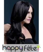 Perruque longue noire avec mouvement