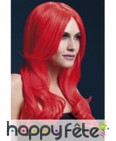 Perruque longue rouge avec mouvement