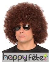 Perruque marron afro taille adulte