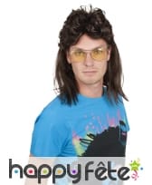 Perruque marron avec nuque longue pour homme