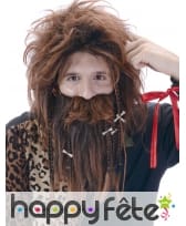 Perruque marron avec tresses homme des cavernes, image 1