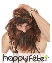 Perruque marron avec tresses homme des cavernes