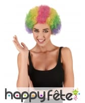 Perruque multicolore afro de clown pour adulte
