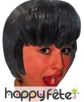 Perruque manga carré noir en latex