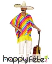 Poncho multicolore, col en V pour adulte