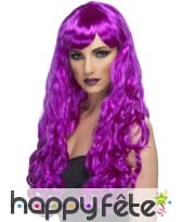 Perruque mauve longues boucles