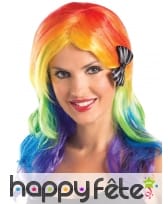 Perruque mi-longue multicolore et bouclée, image 1
