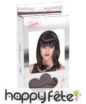 Perruque mi-longue noire lisse, luxe, image 2