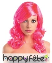 Perruque mi-longue ondulée rose, image 1