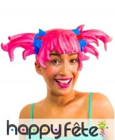 Perruque manga rose pour femme adulte