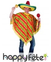 Poncho mexicain rayures piments pour adulte, image 3