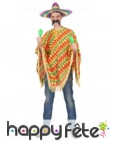Poncho mexicain rayures piments pour adulte