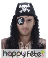 Perruque noire avec bandana de pirate