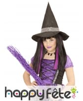 Perruque noire avec mèches violettes pour enfant, image 1