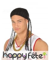 Perruque noire avec tresses africaines pour homme