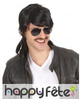 Perruque noire coupe mulet pour homme