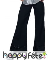Pantalon noir disco bords en sequins, pour femme